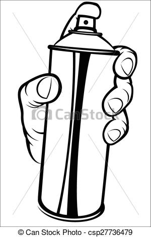 300x470 vector illustration hand holding spray paint on a white background - Spray Can Drawing