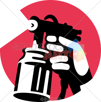 340x344 stock illustration of retro cartoon drawing of handheld spray gun logo - Spray Drawing