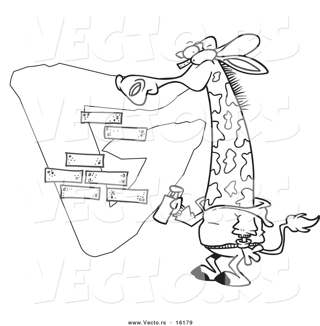 1024x1044 Vector Of A Cartoon Giraffe Spray Painting A G On A Wall - Spray Drawing