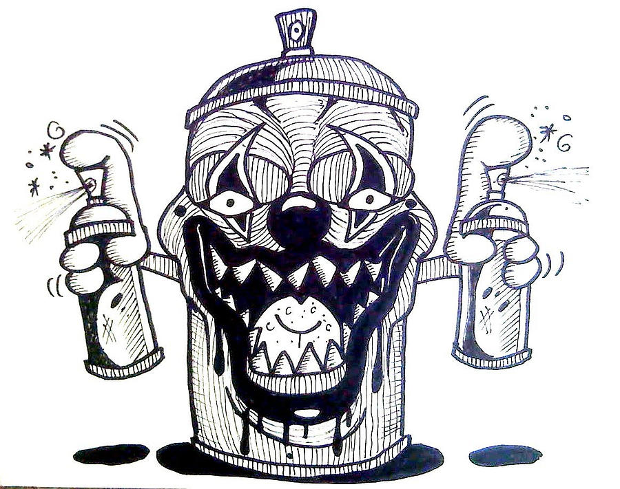 900x711 Spraypaint Clown Drawing - Spray Paint Drawing