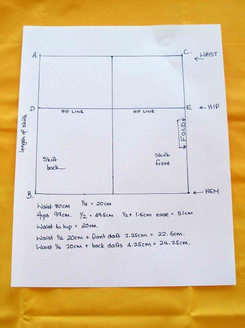 486x650 making a pencil skirt sloper and the resulting skirt sewing - Spreadsheet Drawing