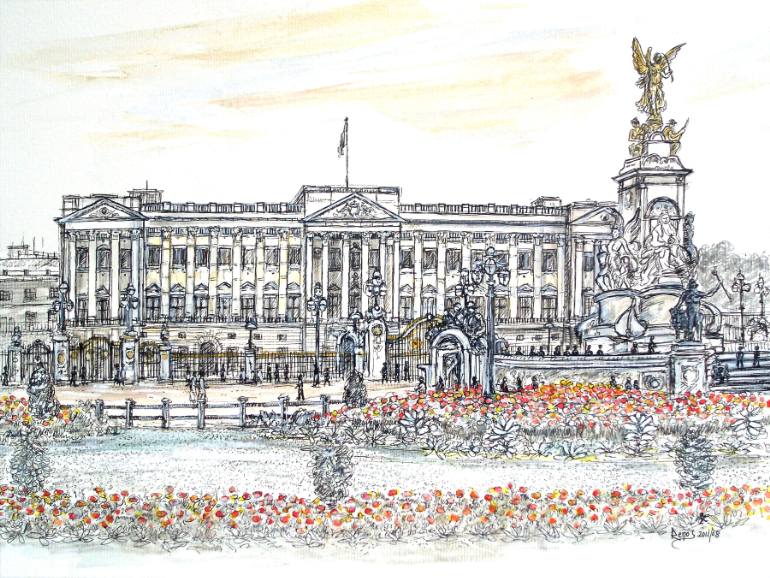 770x578 buckingham palace in the spring drawing - Spring Drawing