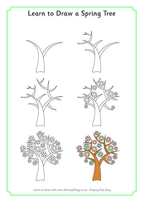460x650 learn to draw a spring tree - Spring Drawing Pictures
