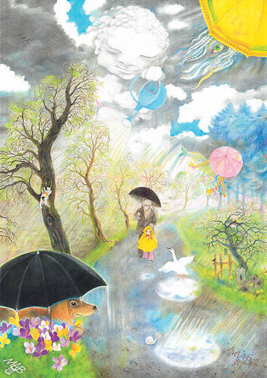 389x550 spring shower - Spring Drawing Pictures