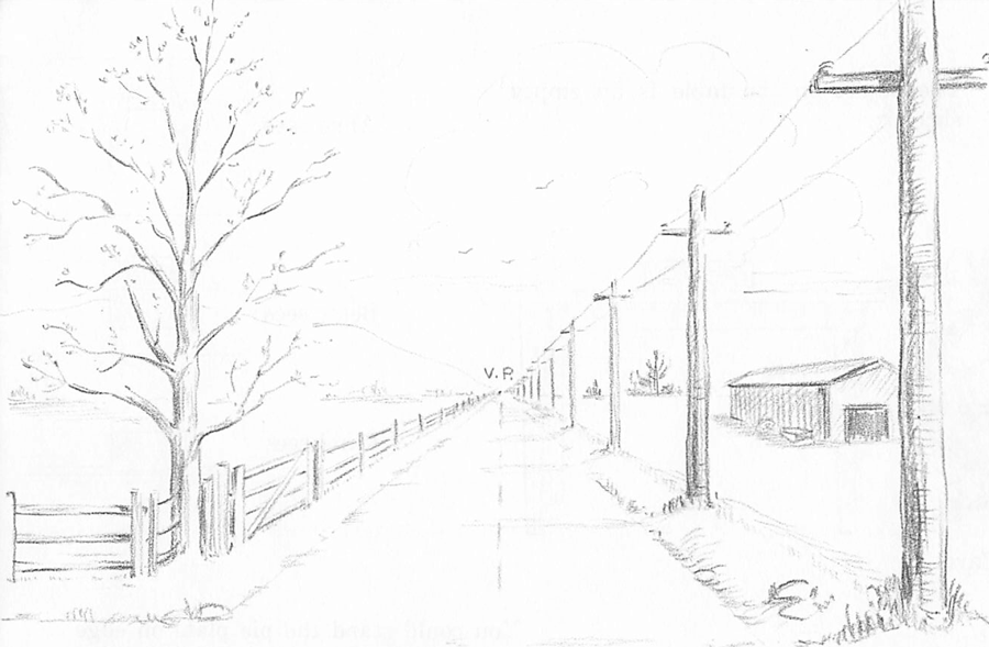 900x589 How To Draw Spring Landscape Scene In One Point Perspective - Spring Landscape Drawing