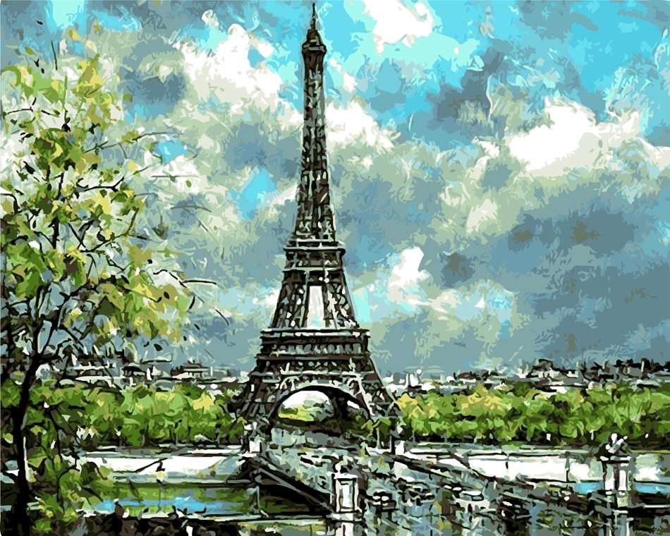 950x760 Paris Spring Landscape Morning Living Room Office Decor Hand Paint - Spring Landscape Drawing