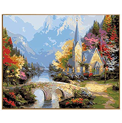 425x426 Lisyang Spring Landscape Bridge Side House Oil - Spring Landscape Drawing