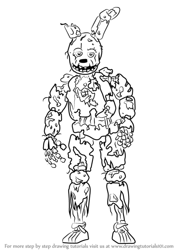 567x800 learn how to draw springtrap from five nights - Springtrap Drawing