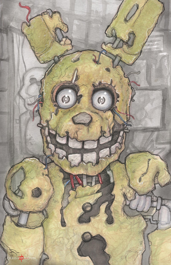 600x927 How To Draw Springtrap From Five Nights - Springtrap Full Body Drawing