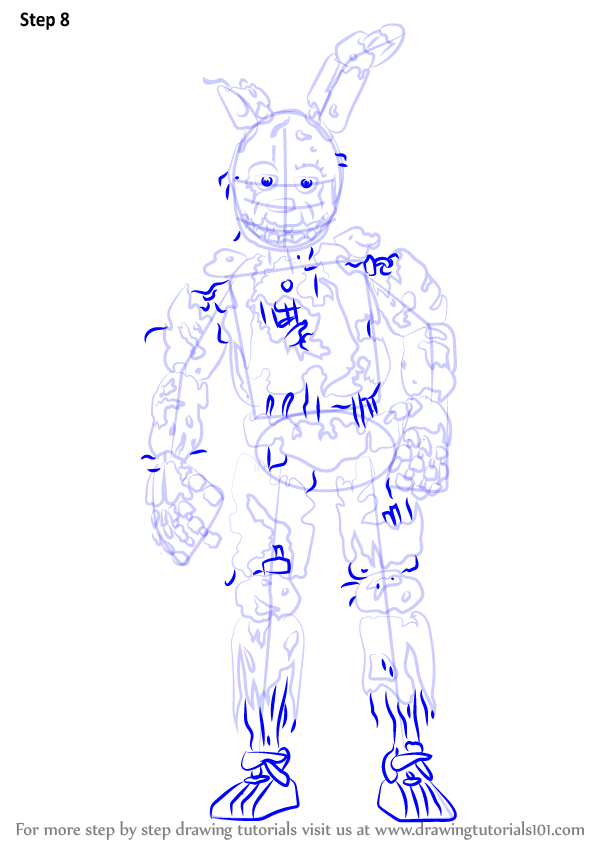 600x846 Learn How To Draw Springtrap From Five Nights - Springtrap Full Body Drawing