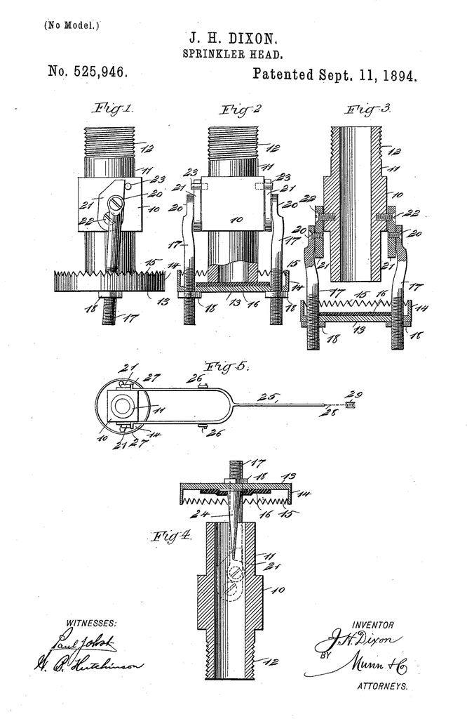 666x1024 Original Patent Drawing Sprinkler Head Firefighter Letter Art - Sprinkler Drawing