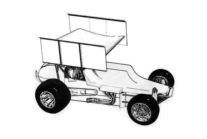 709x476 sprint car drawing - Sprint Car Drawing