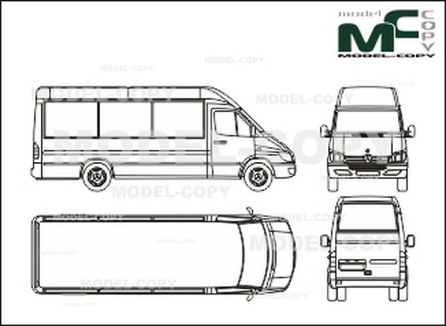 886x649 Mercedes Benz Sprinter Bus - Sprinter Drawing