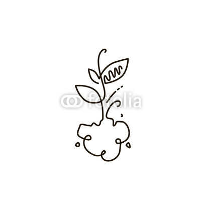 400x400 Vector Line Icon Sprout Gardening One Line Drawing Isolated - Sprout Drawing