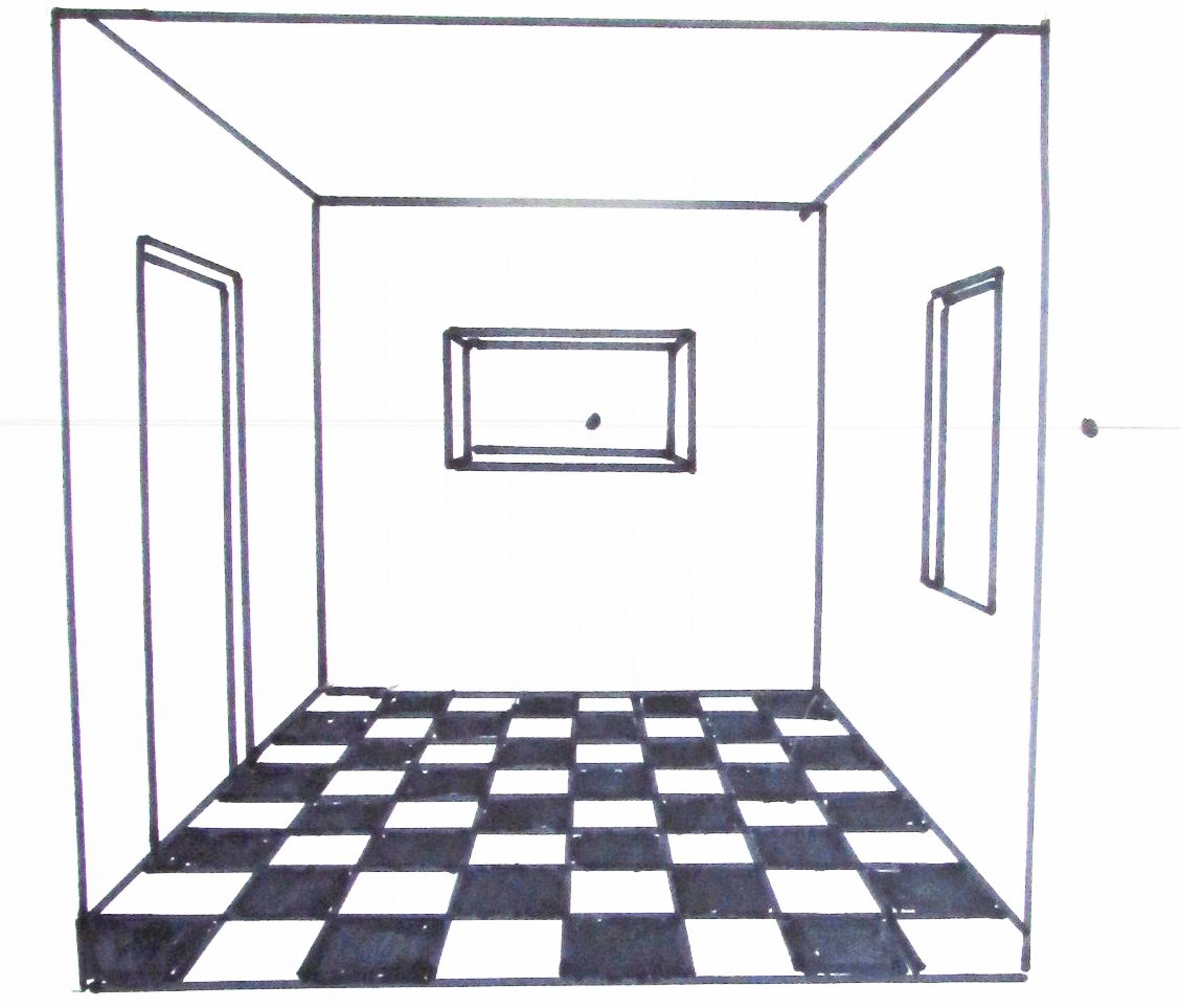 Квадратная комната в перспективе