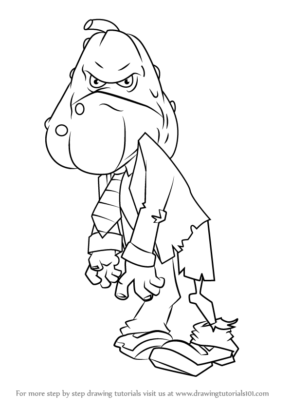 596x843 learn how to draw squash zombie from plants vs zombies - Squash Drawing