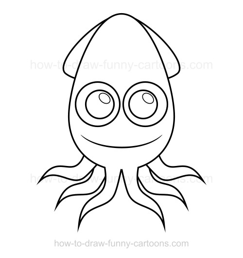 500x530 How To Draw A Squid - Squid Drawing