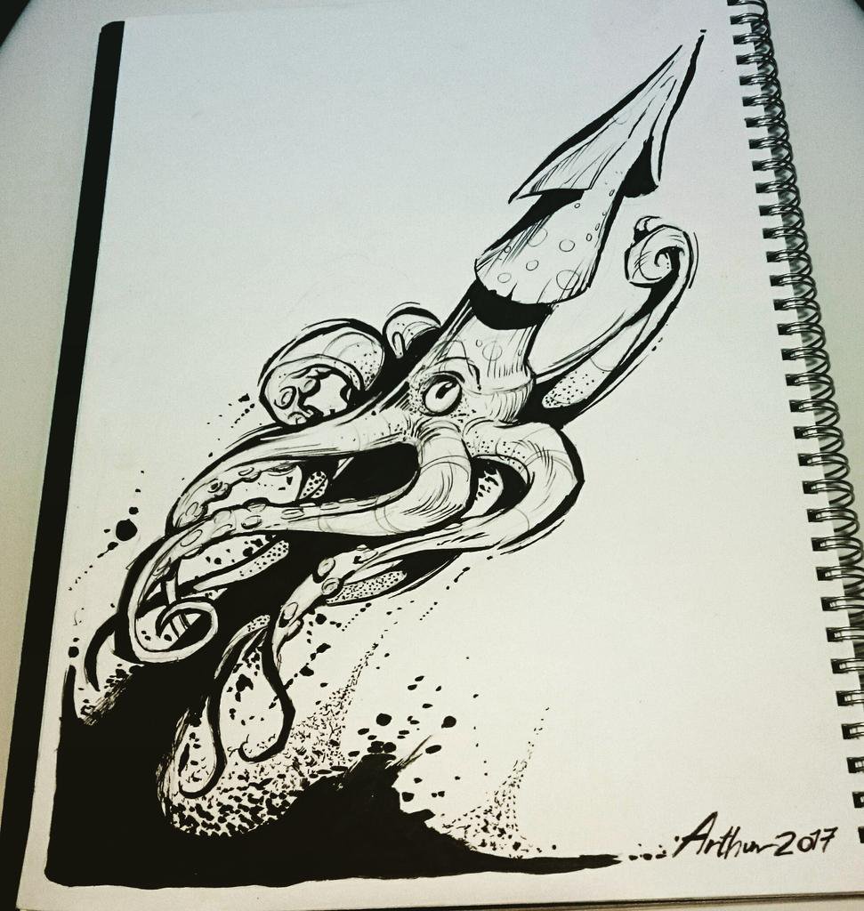 971x1024 arthur gil larsen on twitter my squid drawing - Squid Drawing