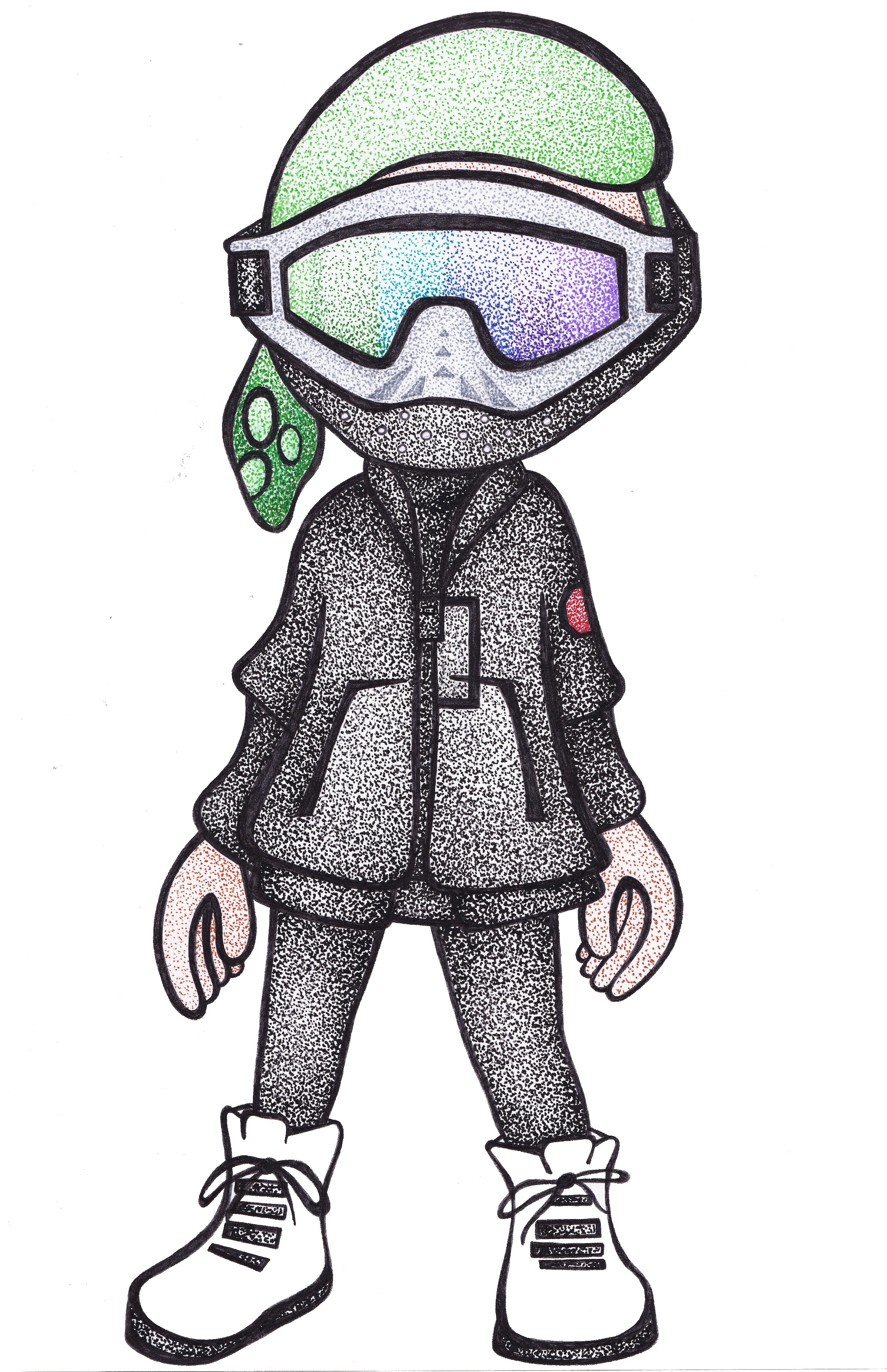 2585x4000 splatoon art pointillism inkling squid drawing - Squid Drawing