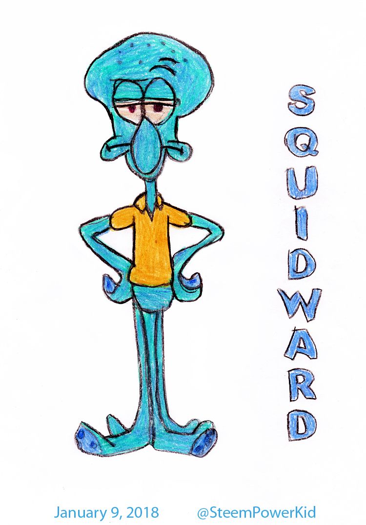 750x1076 squidward tentacles drawing - Squidward Drawing
