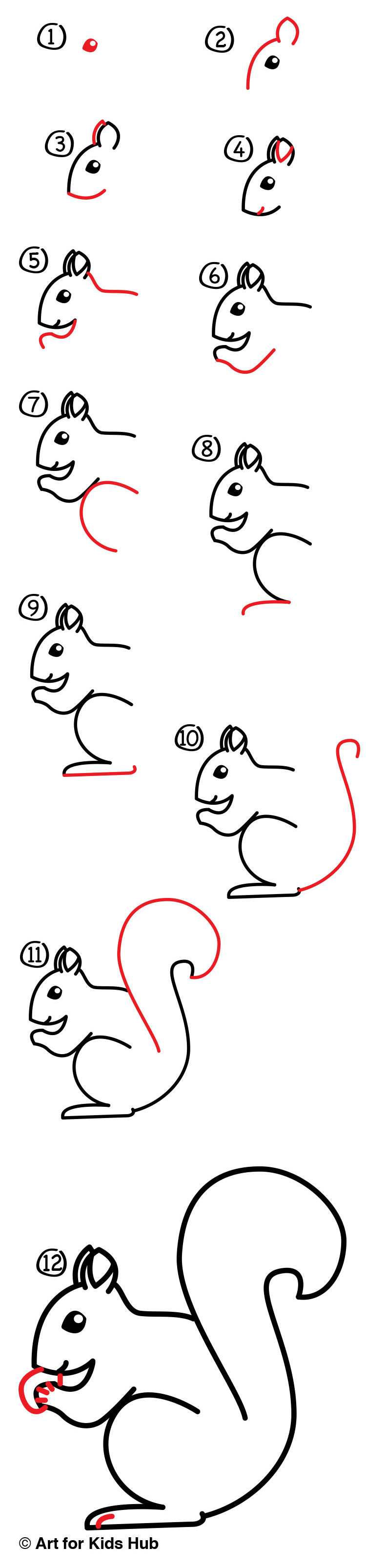 750x3213 how to draw a squirrel + sya - Squirrel Cartoon Drawing