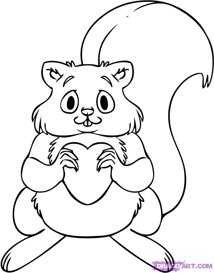 684x871 How To Draw A Squirrel, Step - Squirrel Cartoon Drawing