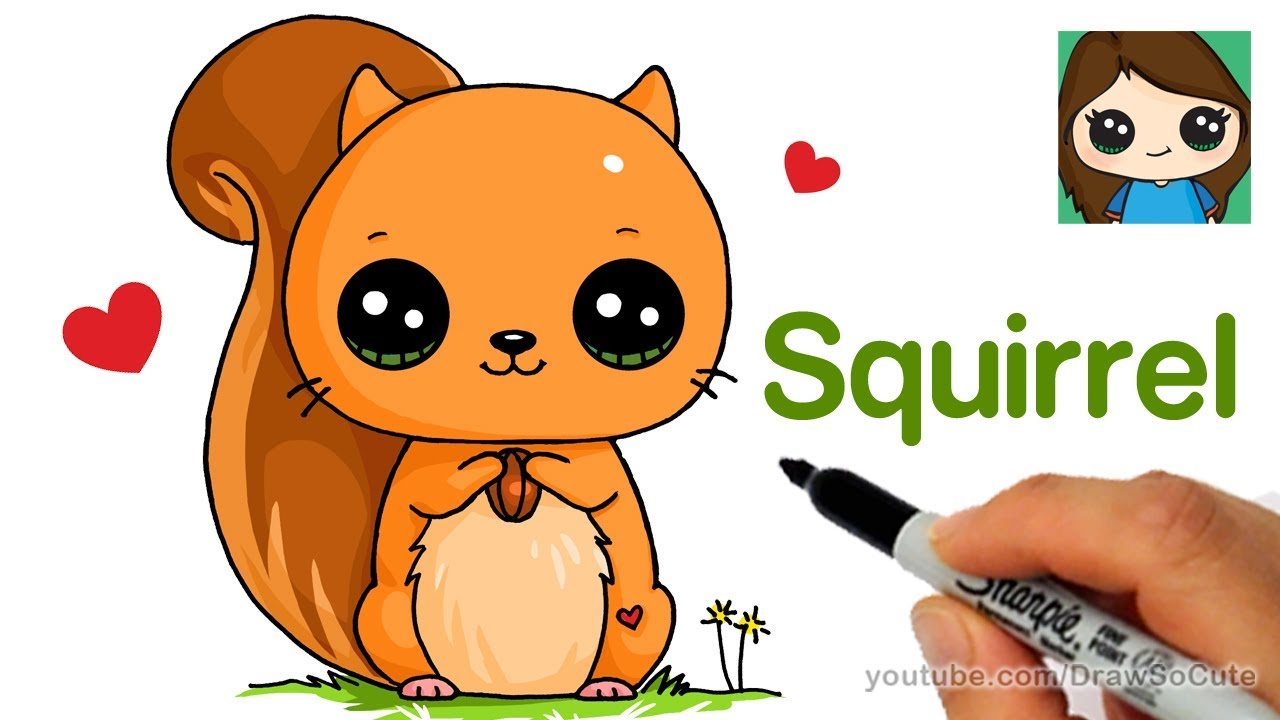 1280x720 How To Draw A Squirrel Easy - Squirrel Cartoon Drawing