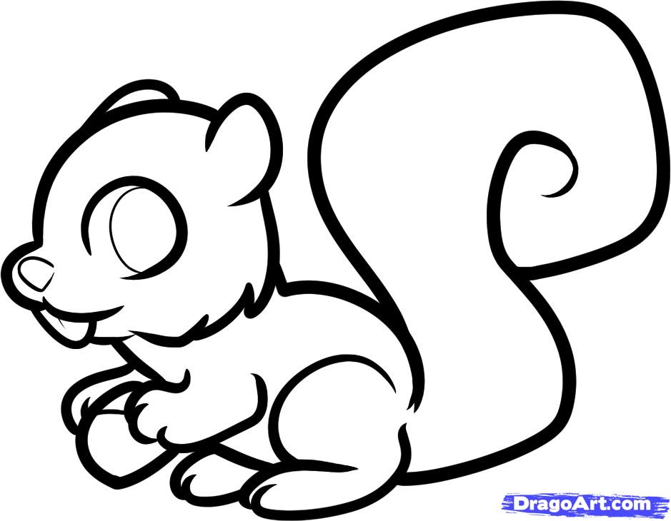 939x730 How To Draw A Squirrel For Kids, Step - Squirrel Drawing Step By Step