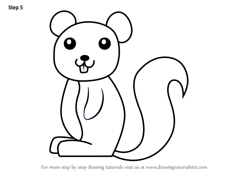 844x598 Learn How To Draw A Squirrel For Kids - Squirrel Drawing Step By Step