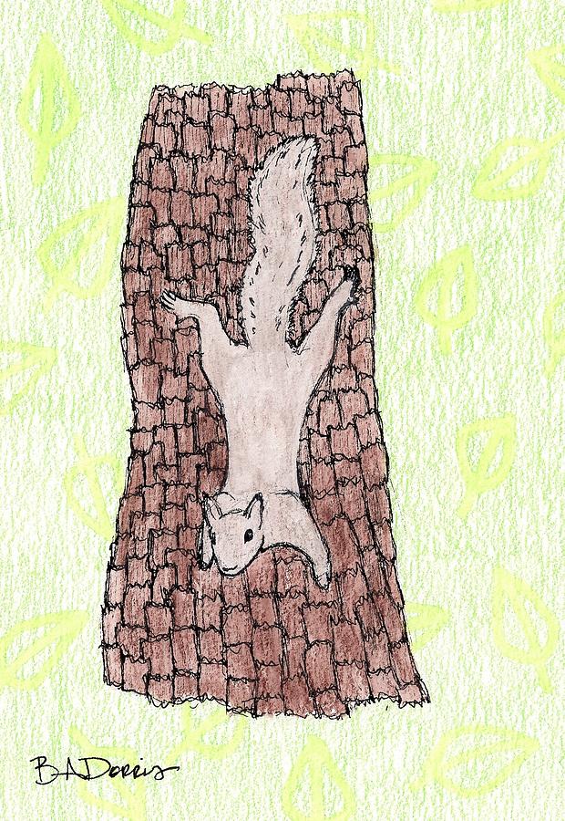 620x900 Squirrel On Tree Drawing - Squirrel In Tree Drawing