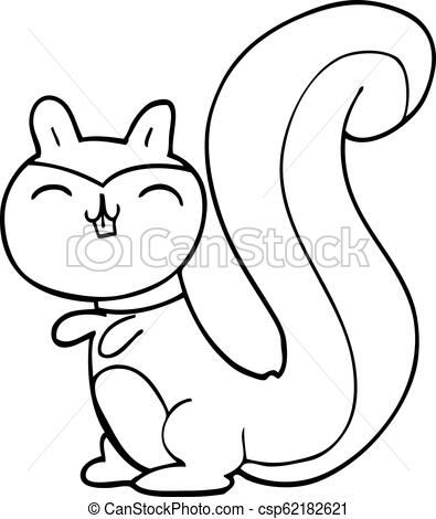 395x470 Line Drawing Cartoon Happy Squirrel - Squirrel Line Drawing