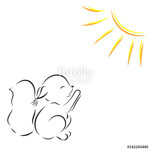 500x500 vector outline drawing of a squirrel pulls legs to the sun stock - Squirrel Outline Drawing