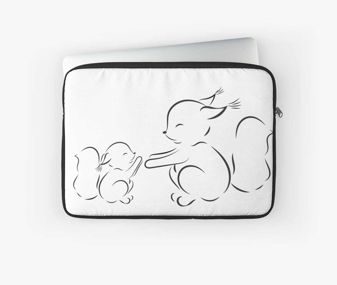 1181x999 Outline Drawing Squirrels Mom And Baby Laptop Sleeve - Squirrel Outline Drawing