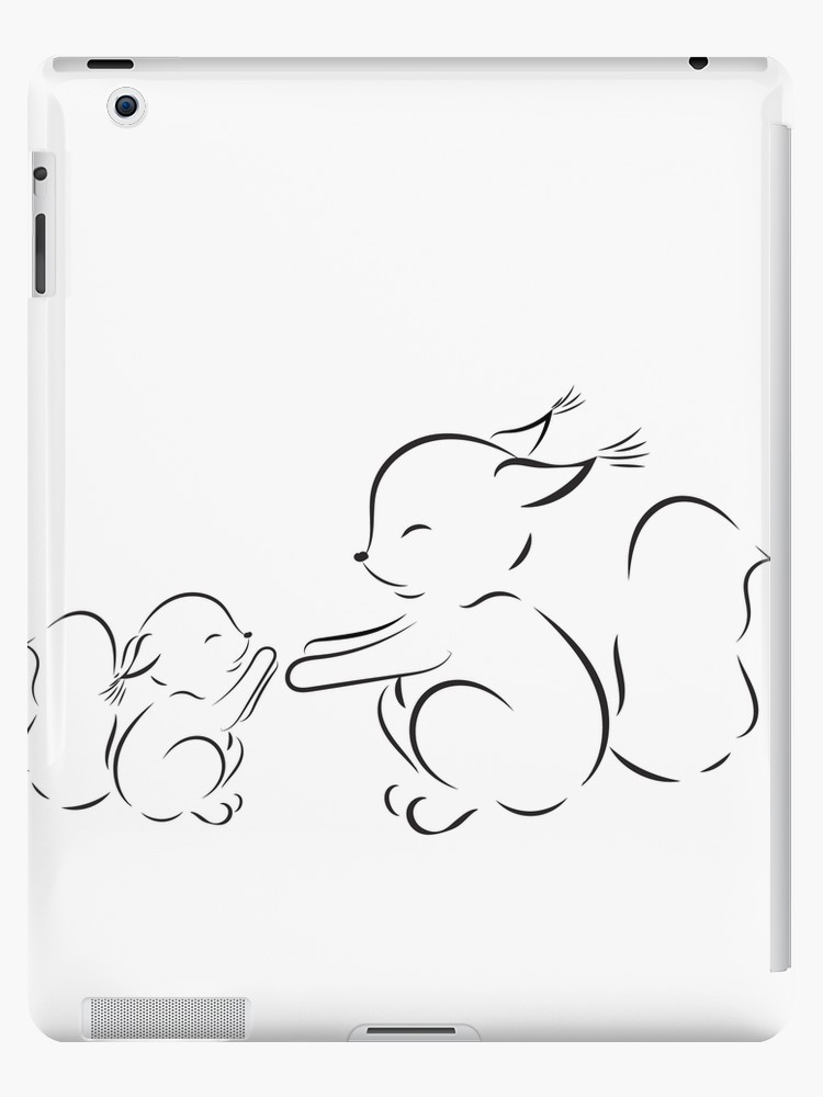 750x1000 Outline Drawing Squirrels Mom And Baby Ipad Cases Skins - Squirrel Outline Drawing
