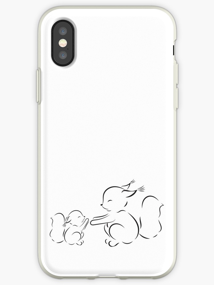 750x1000 Outline Drawing Squirrels Mom And Baby Iphone Cases Covers - Squirrel Outline Drawing