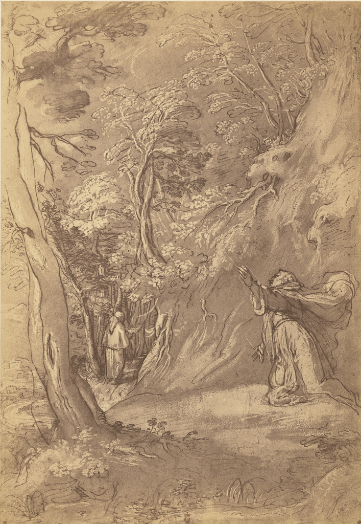 707x1024 Drawing Of The Stigmatization Of St Francis In A Landscape - St Francis Drawing