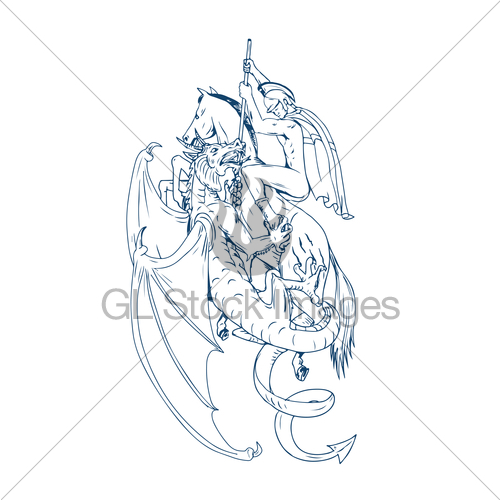 500x500 st george slay dragon drawing gl stock images - St George Drawing
