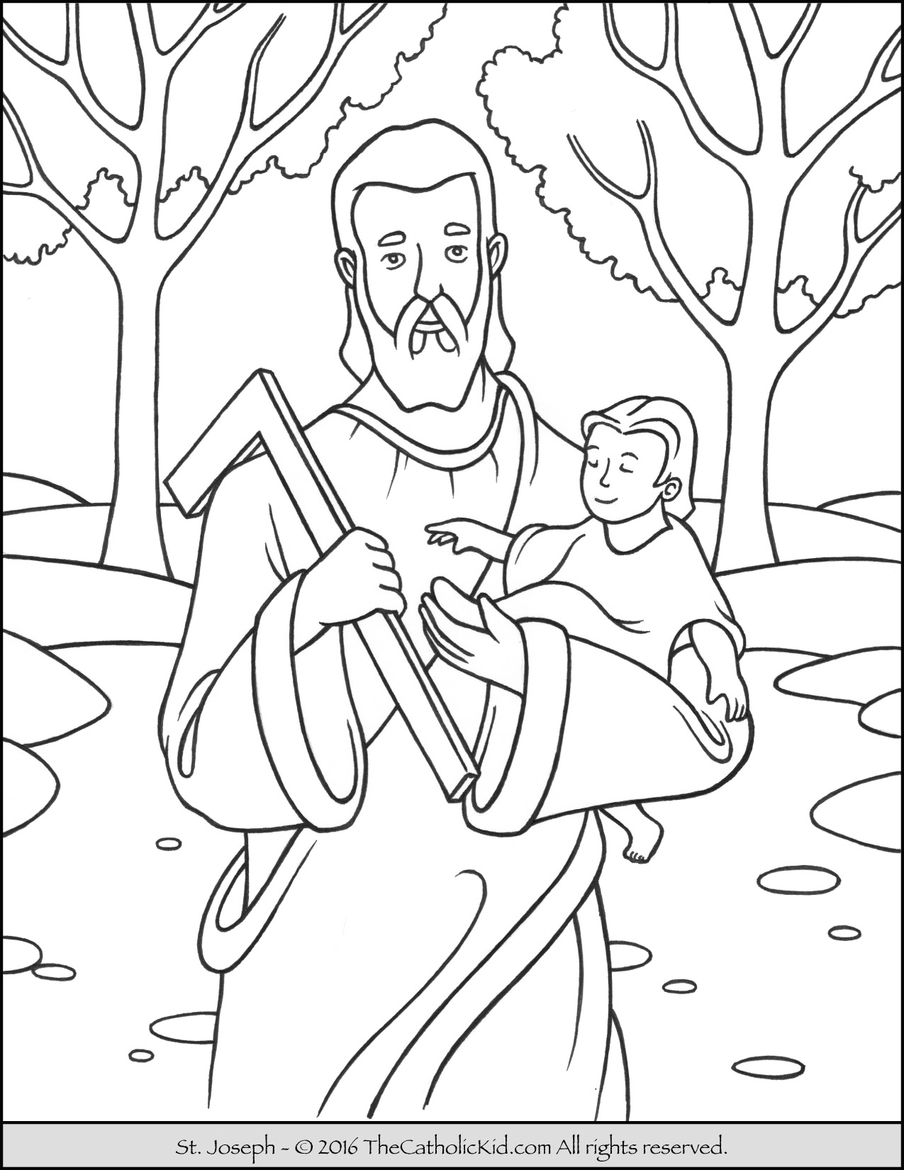 1275x1650 saint joseph coloring page - St Joseph Drawing