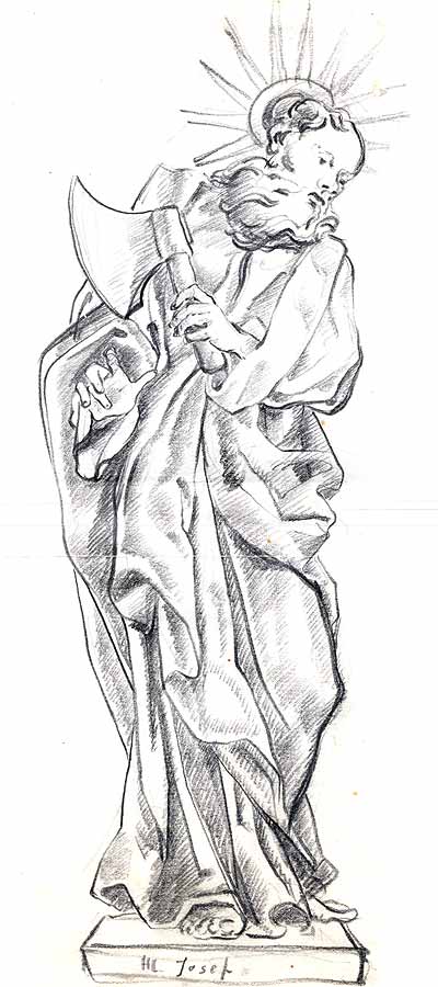 400x900 st joseph drawing atelier wilfried senoner woodcarving - St Joseph Drawing
