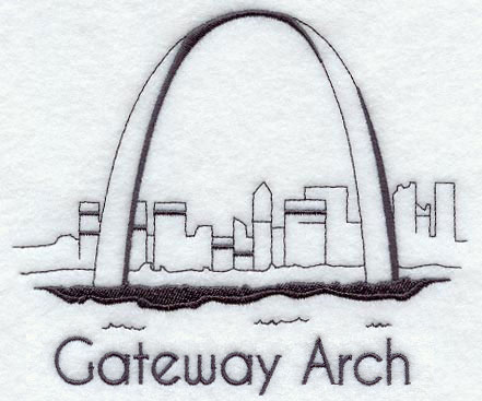 441x367 Machine Embroidery Designs - St Louis Arch Drawing