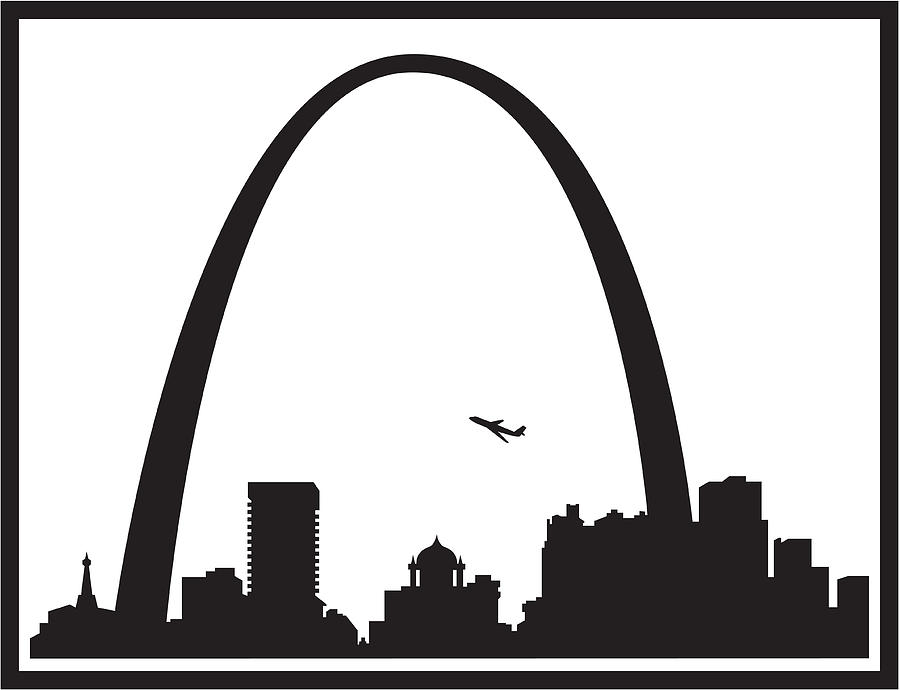 900x690 st louis skyline silhouette drawing - St Louis Skyline Drawing