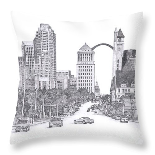 500x500 st louis skyline throw pillow for sale - St Louis Skyline Drawing