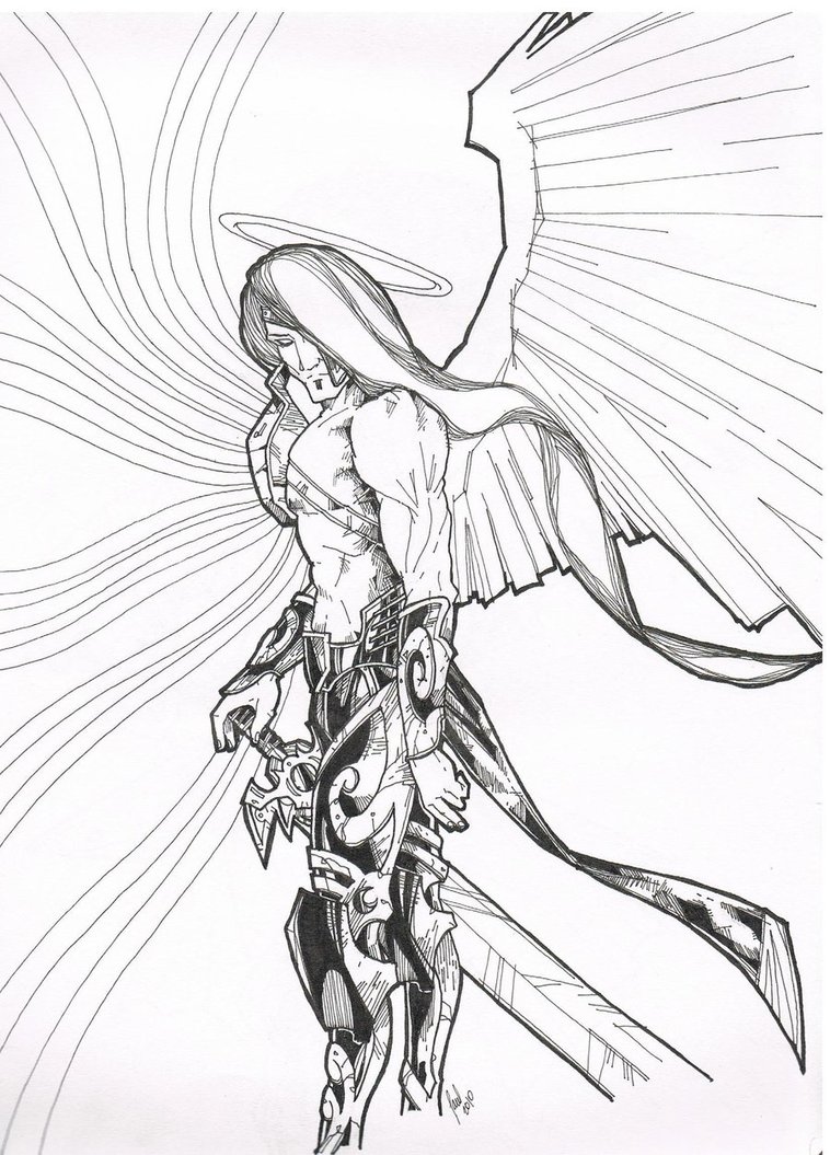 758x1055 Death Drawing Archangel For Free Download - St Michael Drawing