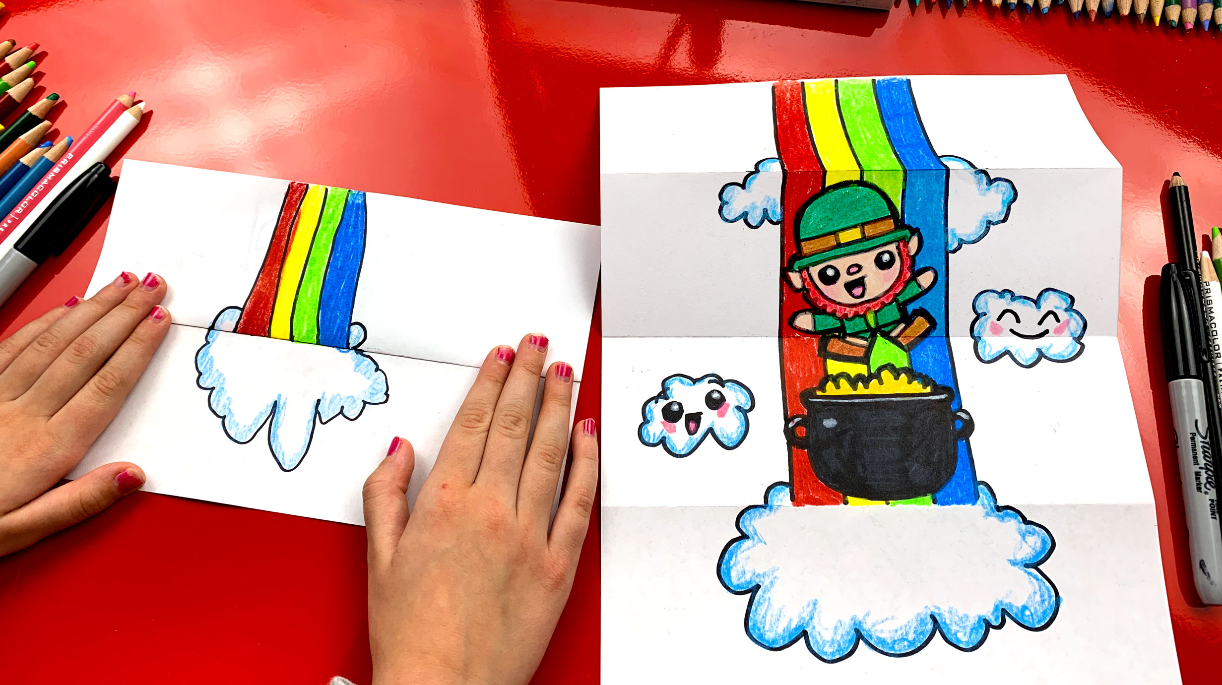 2463x1381 how to draw st patrick's day folding surprise + challenge - St Patrick Drawing