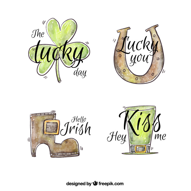 626x626 several drawings of st patrick's day watercolor with message - St Patricks Day Drawings