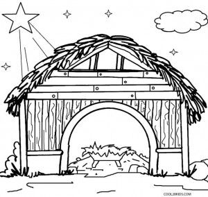 300x284 Nativity Stable Coloring - Stable Drawing