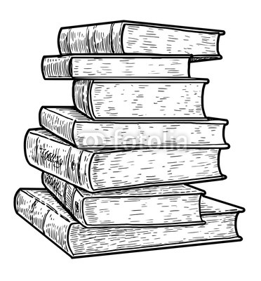 372x400 Stack Of Books Illustration, Drawing, Engraving, Ink, Line Art - Stack Of Books Drawing