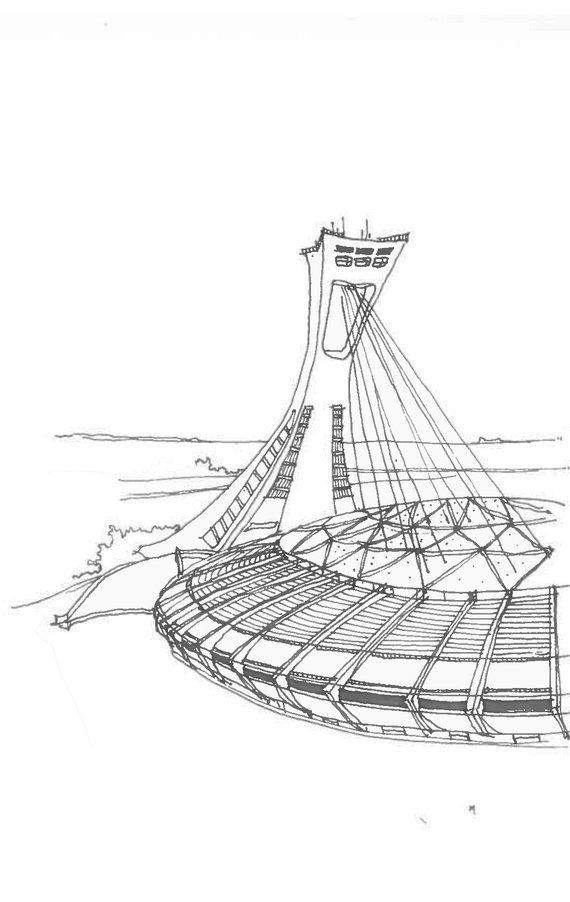 570x902 original ink sketchhand drawn postcard olympic stadium etsy - Stadium Drawing