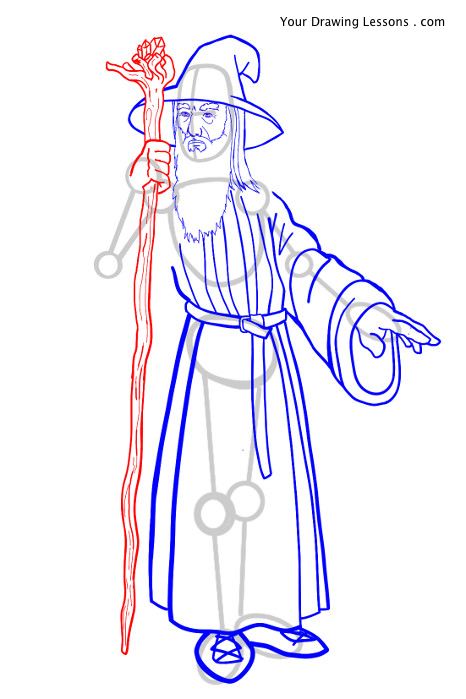 466x699 how to draw gandalf from lord of the rings your drawing lessons - Staff Drawing
