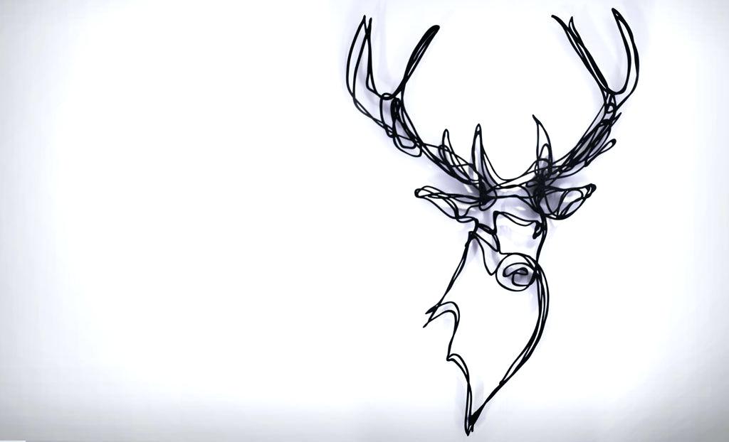 1024x622 stag head design design stag head wall sign drawing art ted - Stag Head Drawing